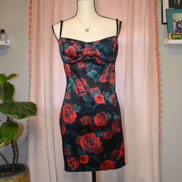 Dolls Kill Romantic Rose Getaway Current Mood  Mini slip Dress Sz. XXL - Picture 1 of 1